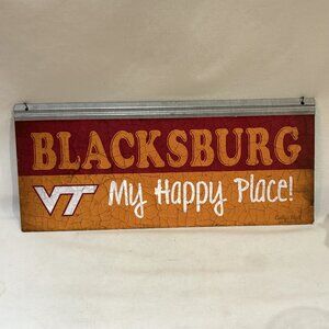 Virginia Tech Blacksburg My Happy Place Aluminum Metal Wall Plaque Sign